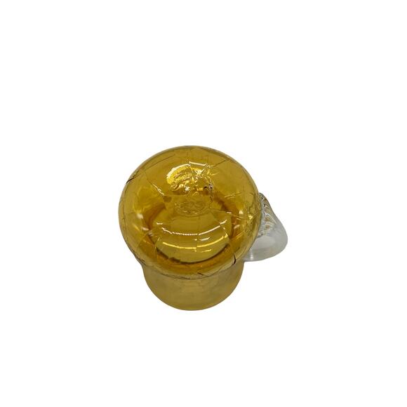 Art Glass Creamer Amber Crackle Glass with Ridged Handle - Picture 6 of 6